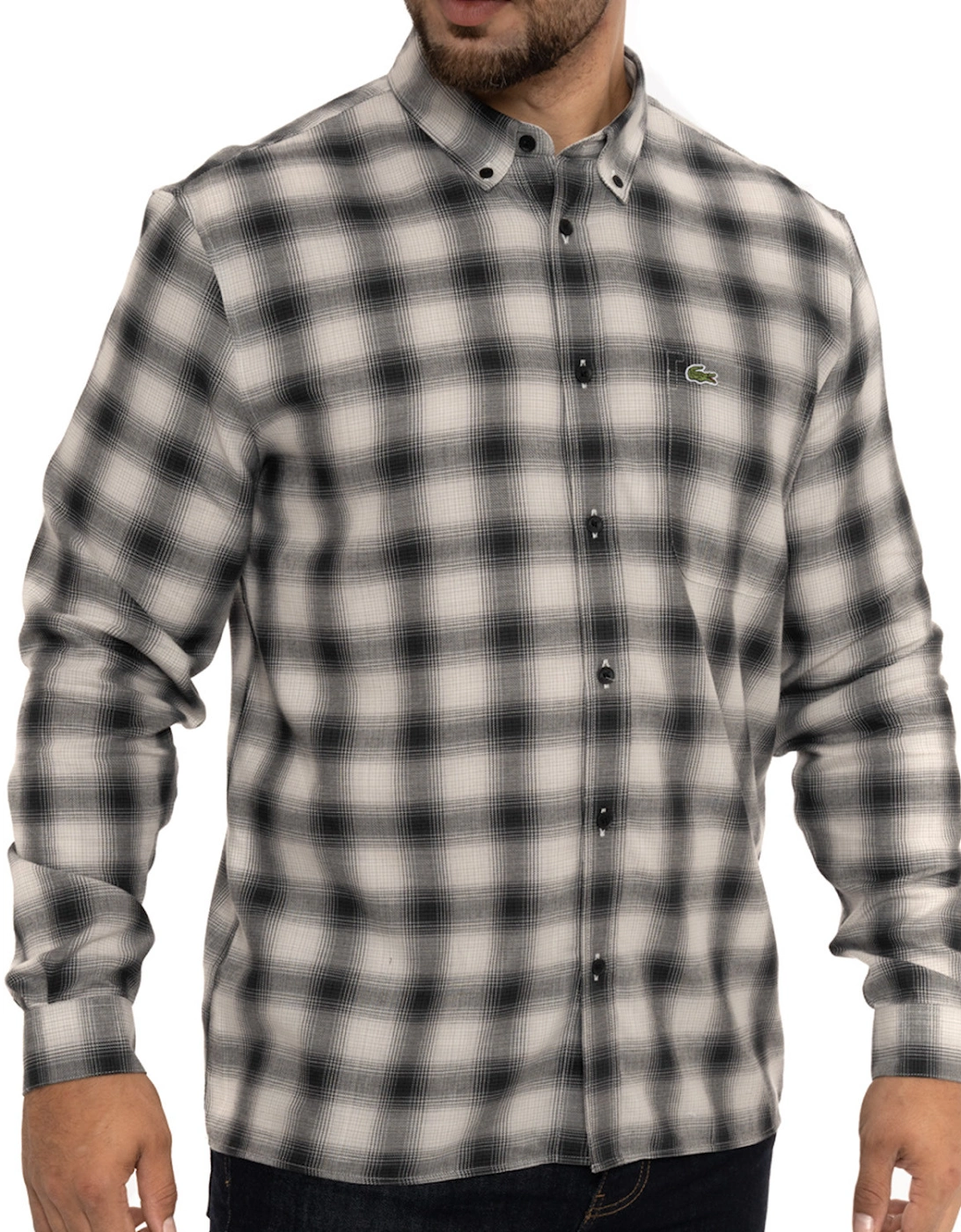 Mens Large Check Pattern Shirt (Grey/Black)