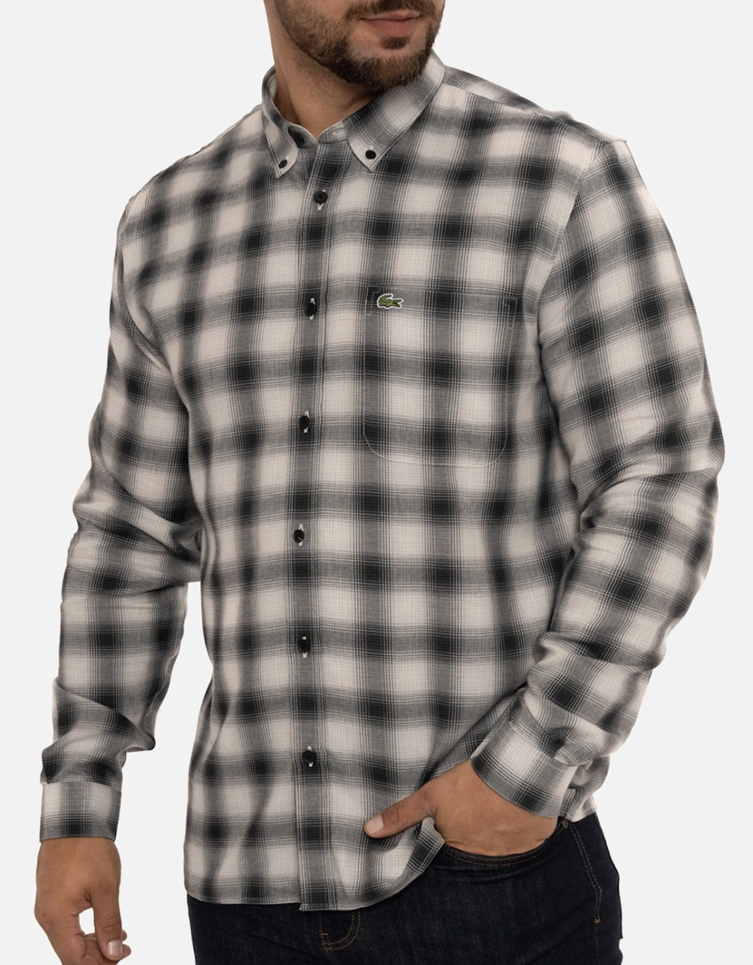 Mens Large Check Pattern Shirt (Grey/Black)