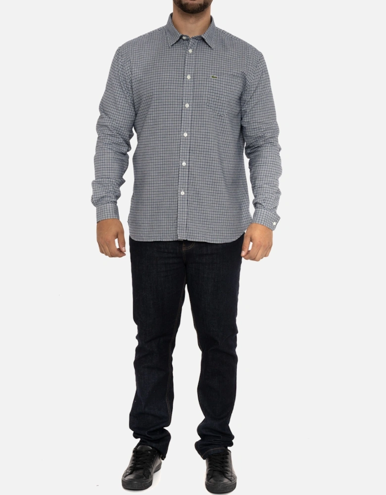 Mens Check Shirt (Navy/White)