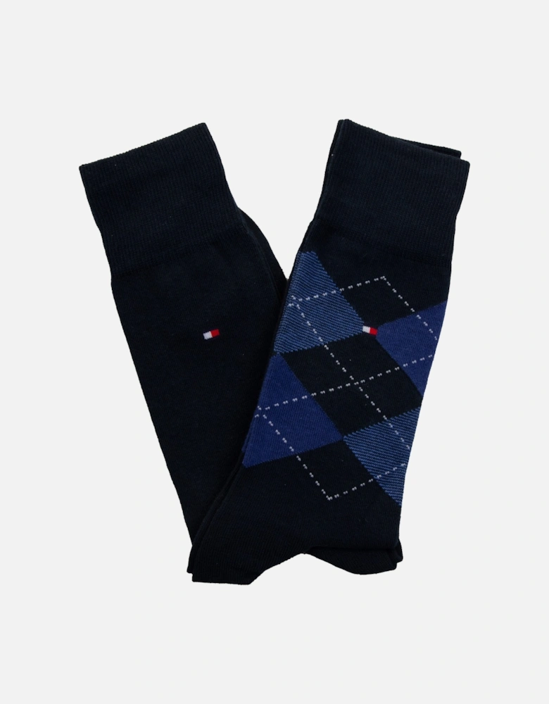 Tommy Hilfiger Mens Sock Check 2 Pack (Blue)