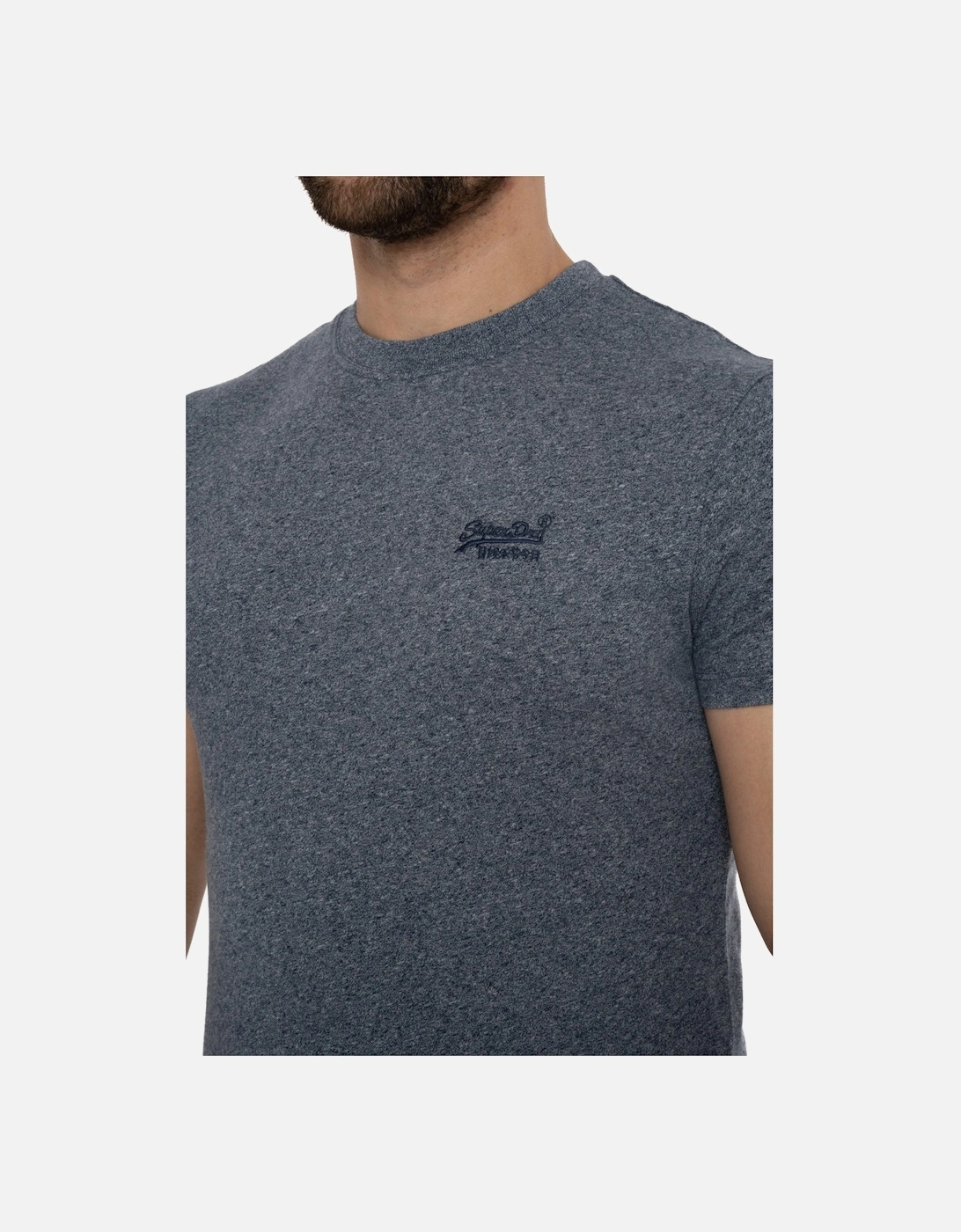 Mens Vintage Embroidered Logo T-Shirt (Navy)