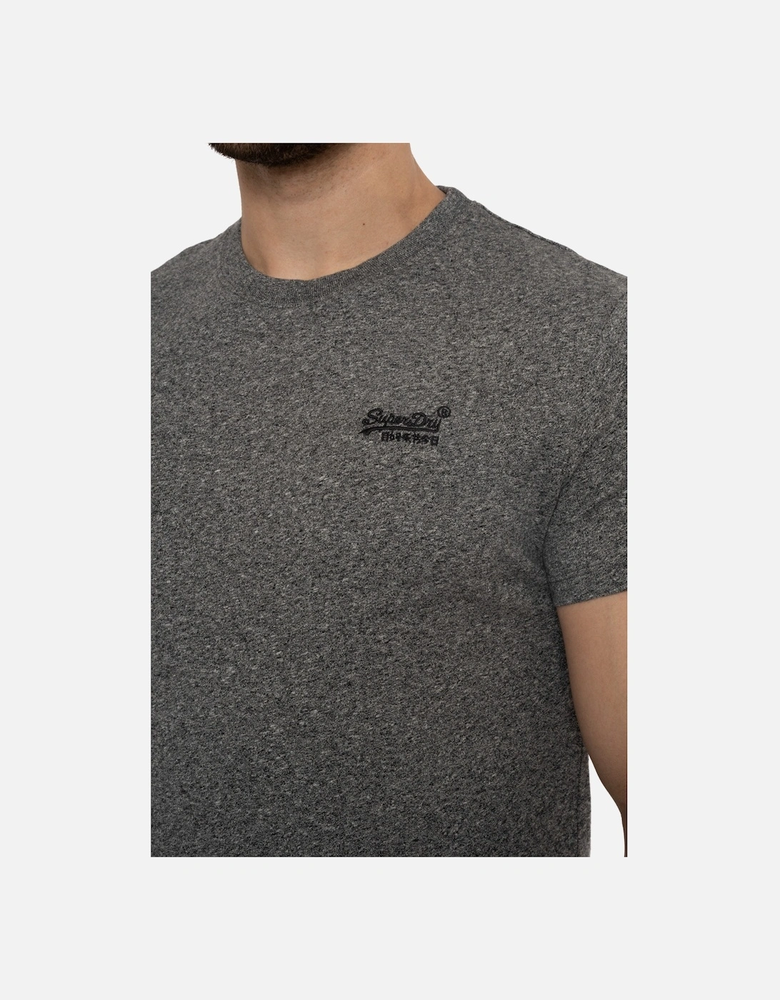 Mens Vintage Embroidered Logo T-Shirt (Black/Grey)