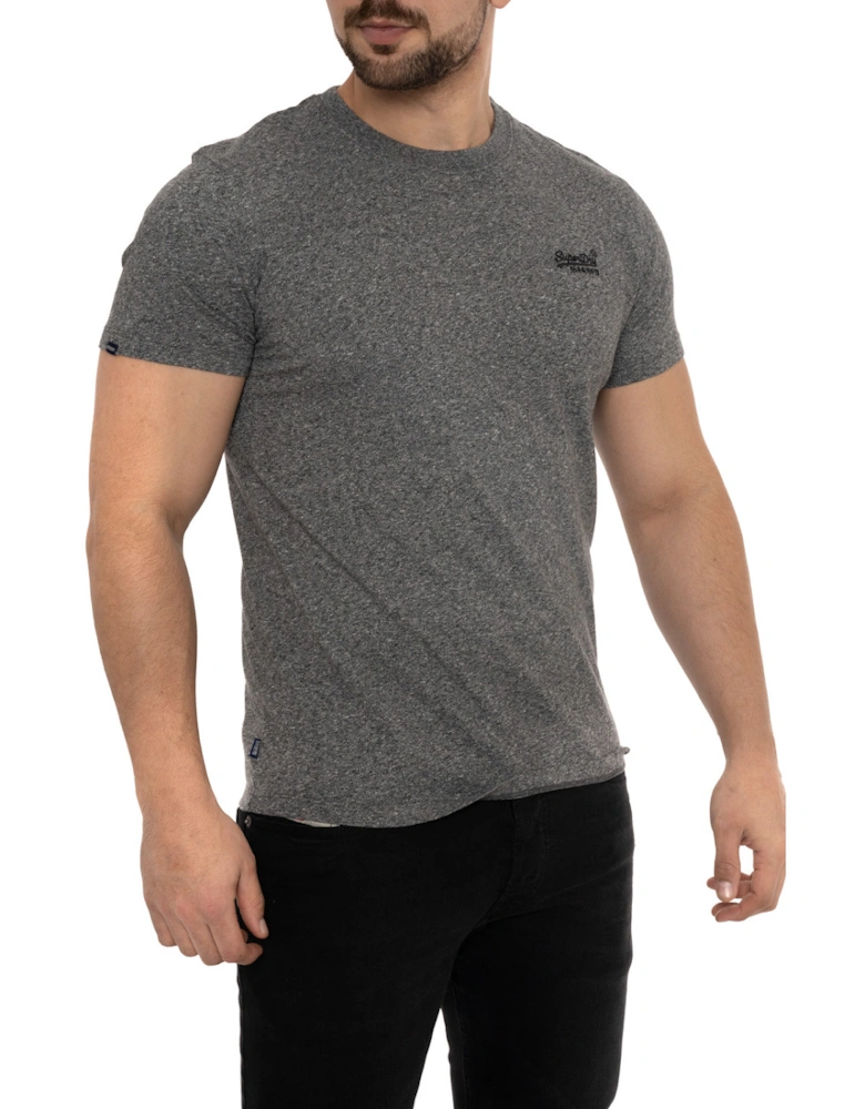 Mens Vintage Embroidered Logo T-Shirt (Black/Grey)