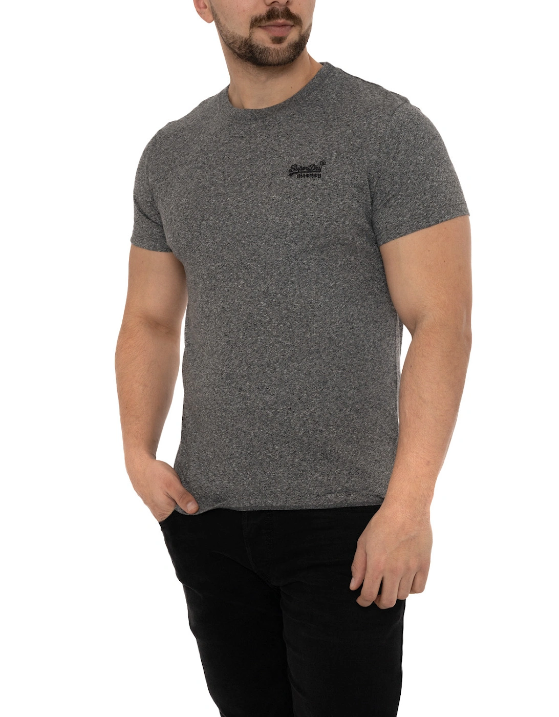 Mens Vintage Embroidered Logo T-Shirt (Black/Grey)