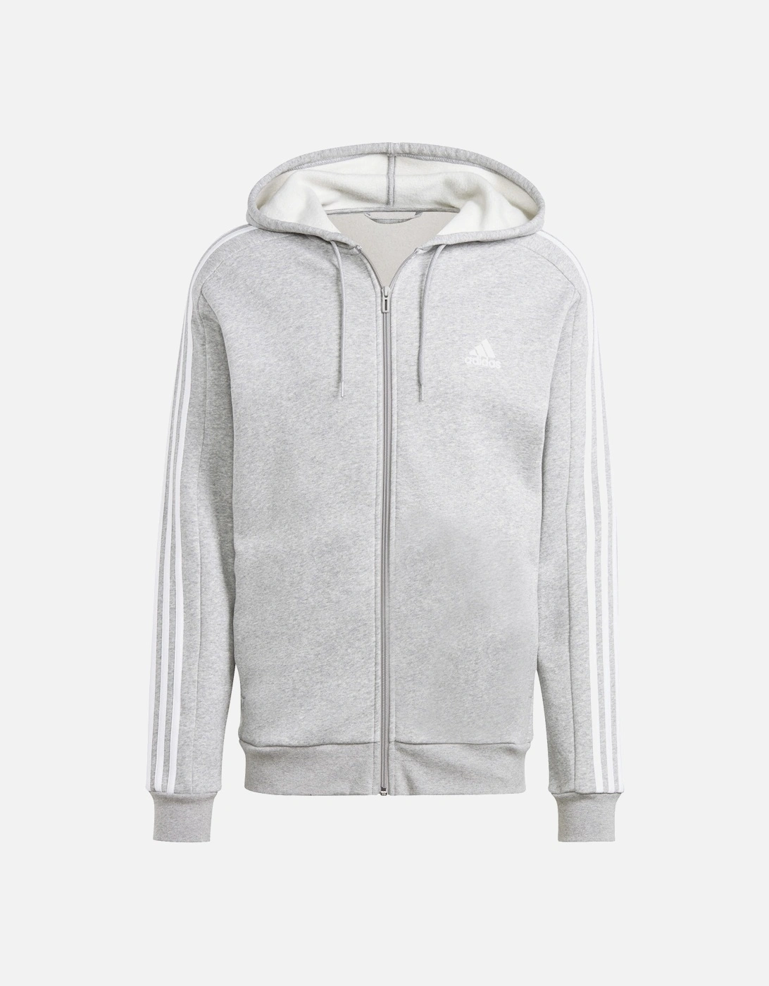 Mens 3-Stripe Full Zip Hoodie (Grey), 6 of 5