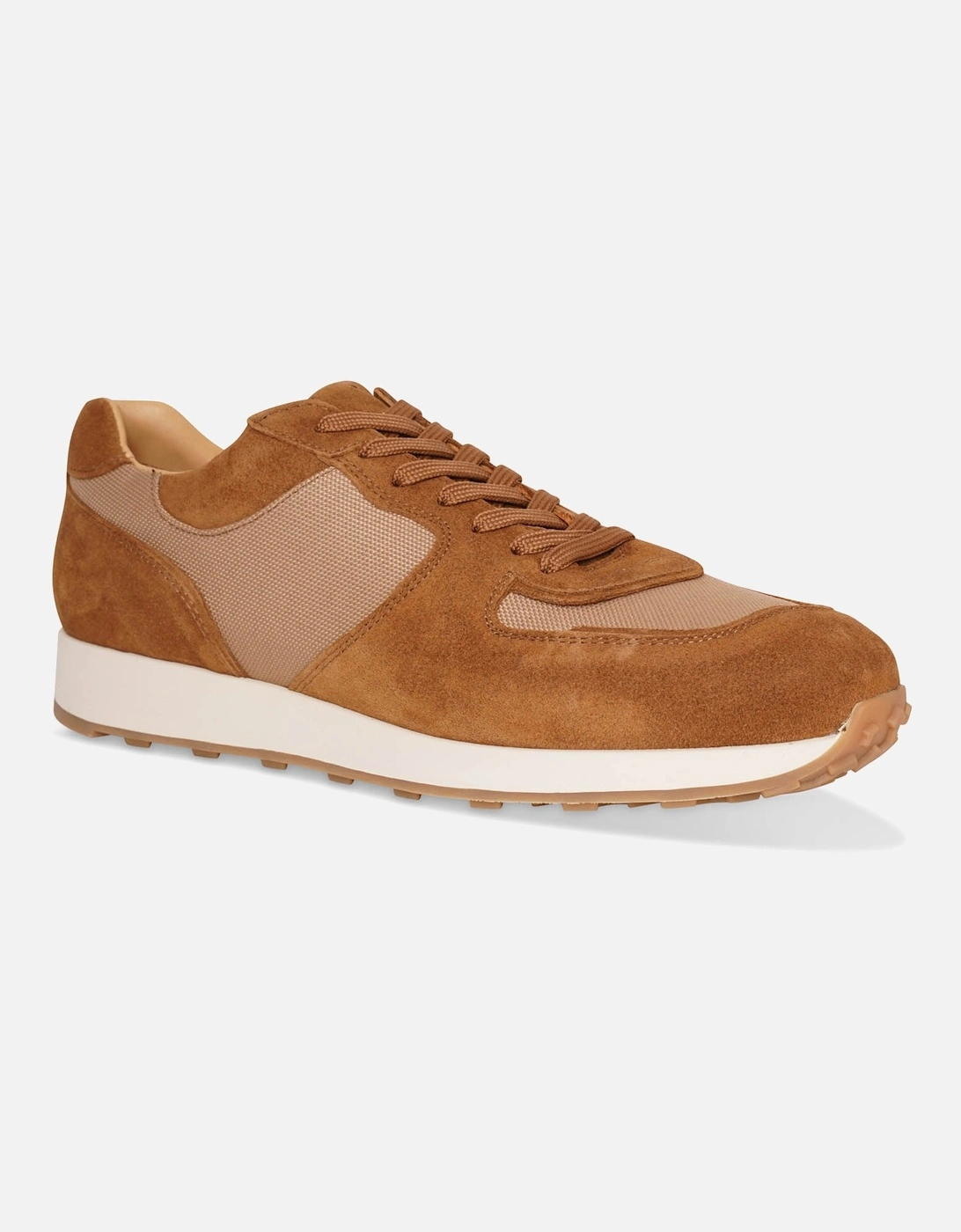 Mens Foster Suede Canvas Trainer (Tan), 4 of 3