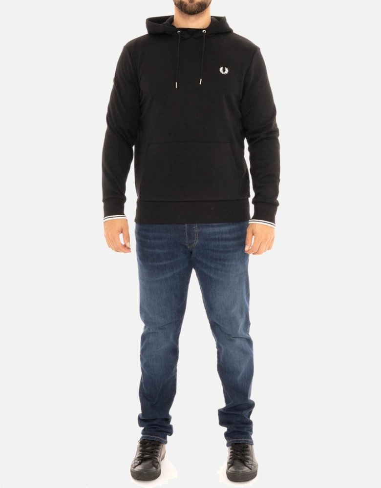Mens Tipped Hooded Sweatshirt (Black)