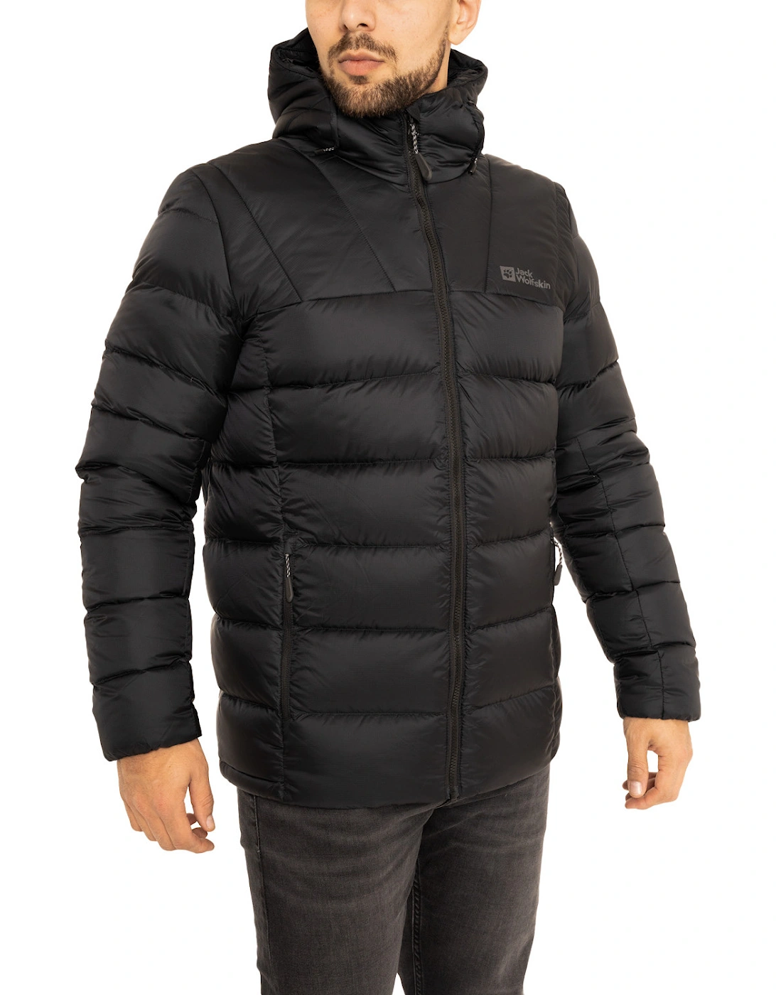 Jack Wolskin Mens Nebelhorn Down Hooded Jacket (Black)