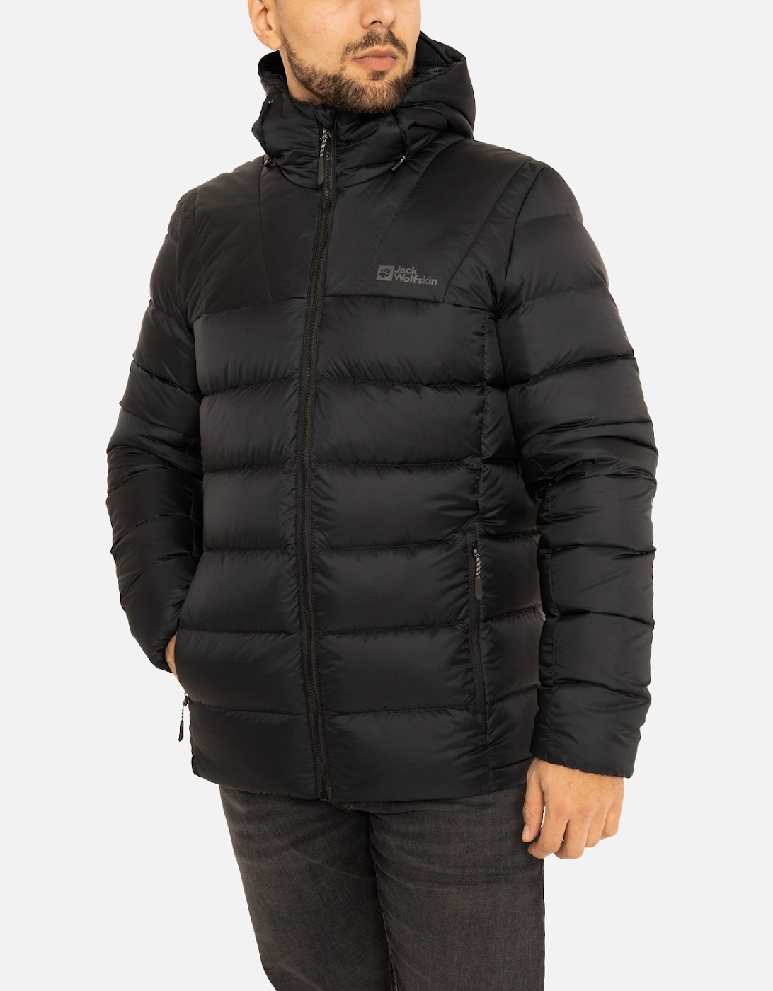 Jack Wolskin Mens Nebelhorn Down Hooded Jacket (Black)