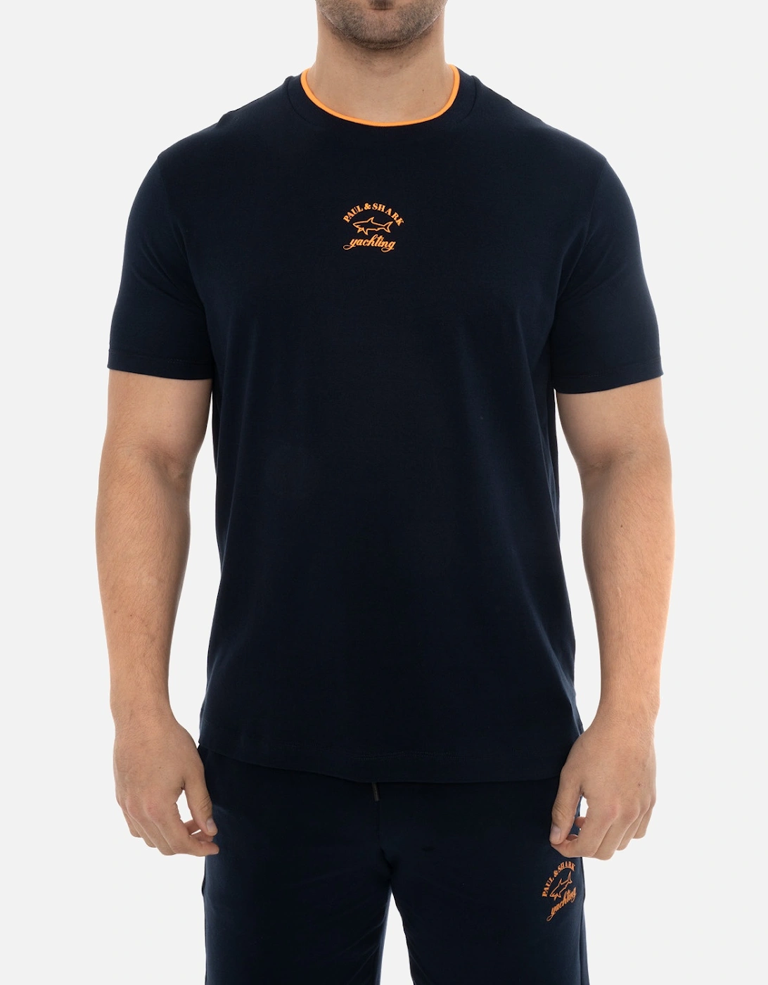 Mens Chest Logo T-Shirt (Navy/Orange), 7 of 6