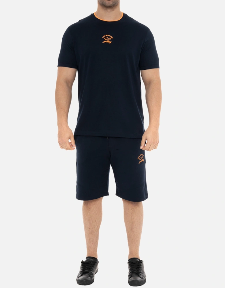 Mens Chest Logo T-Shirt (Navy/Orange)