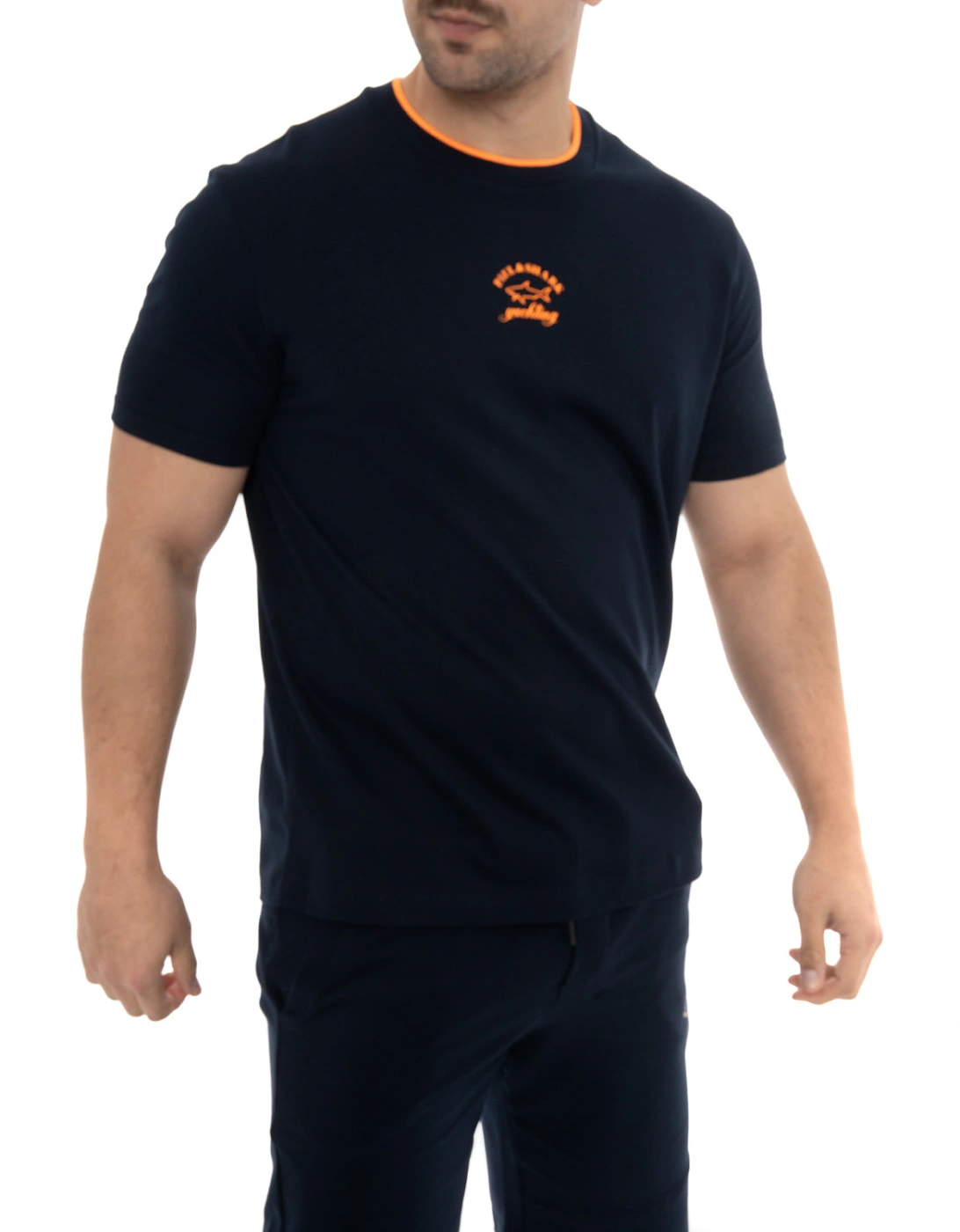 Mens Chest Logo T-Shirt (Navy/Orange)