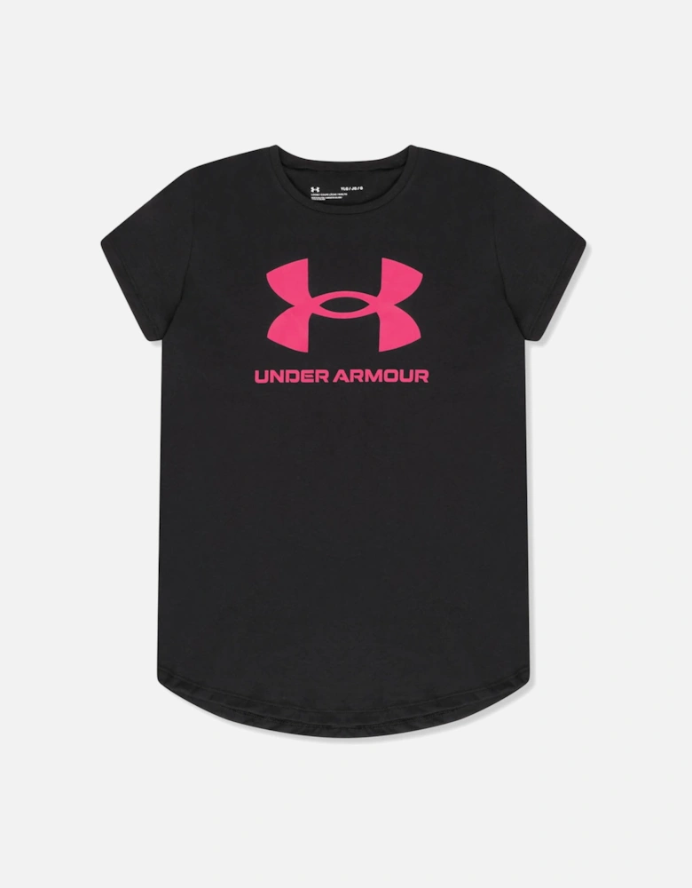 Juniors Girls Sportstyle Logo T-Shirt (Black)