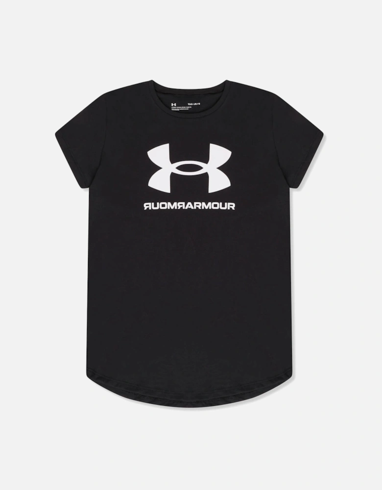 Juniors Girls Sportstyle Logo T-Shirt (Black/White)