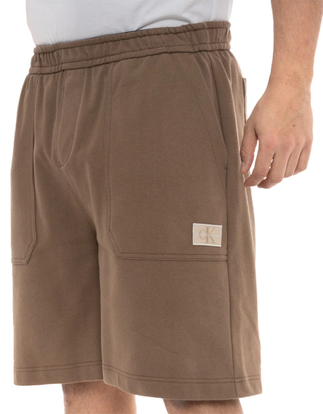 Mens Shrunken Badge Shorts (Brown), 7 of 6