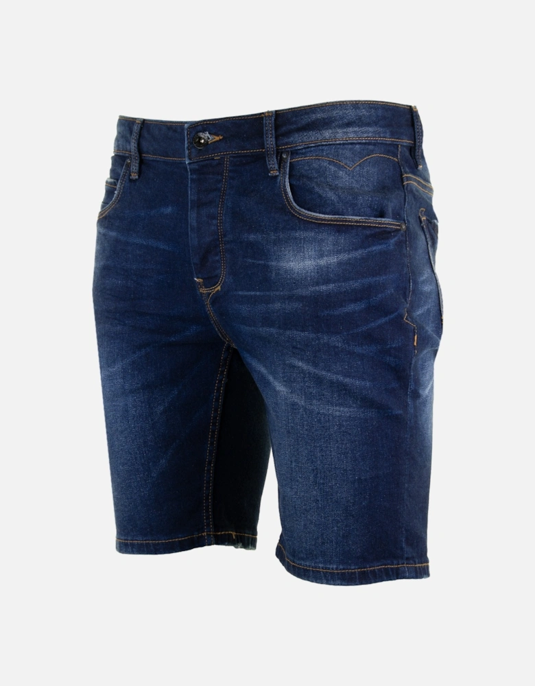 Luke Mens Nimed Tapered Denim Shorts (Blue)