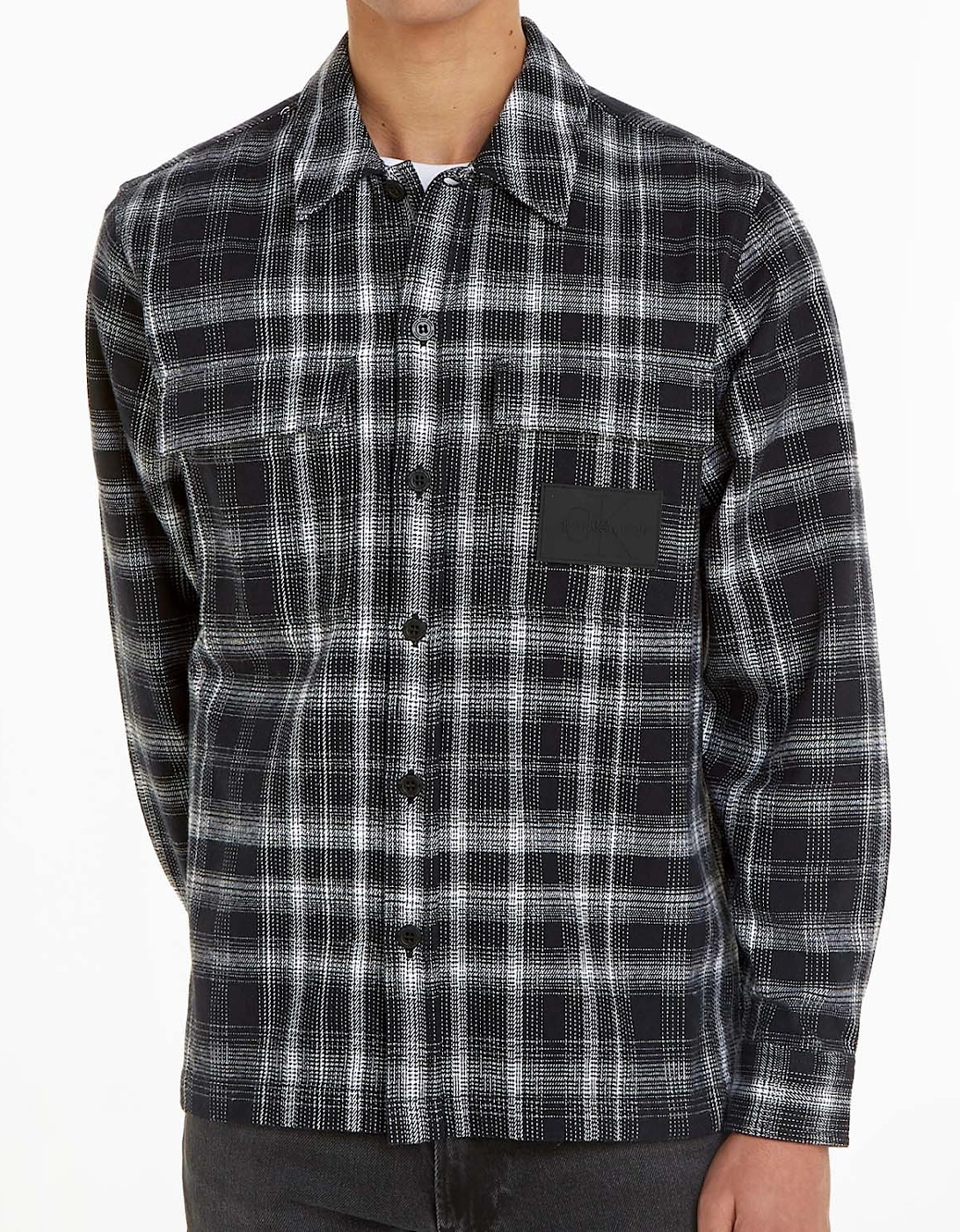 Mens Check Overshirt (White/Black)