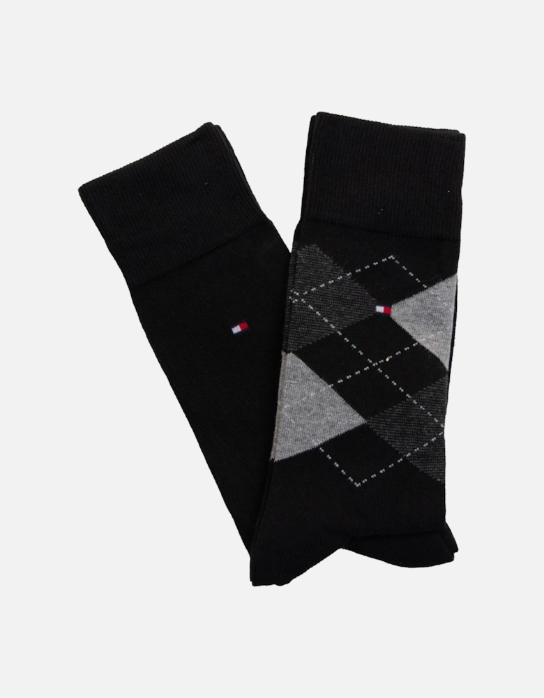 Tommy Hilfiger Mens Sock Check 2 Pack (Black)