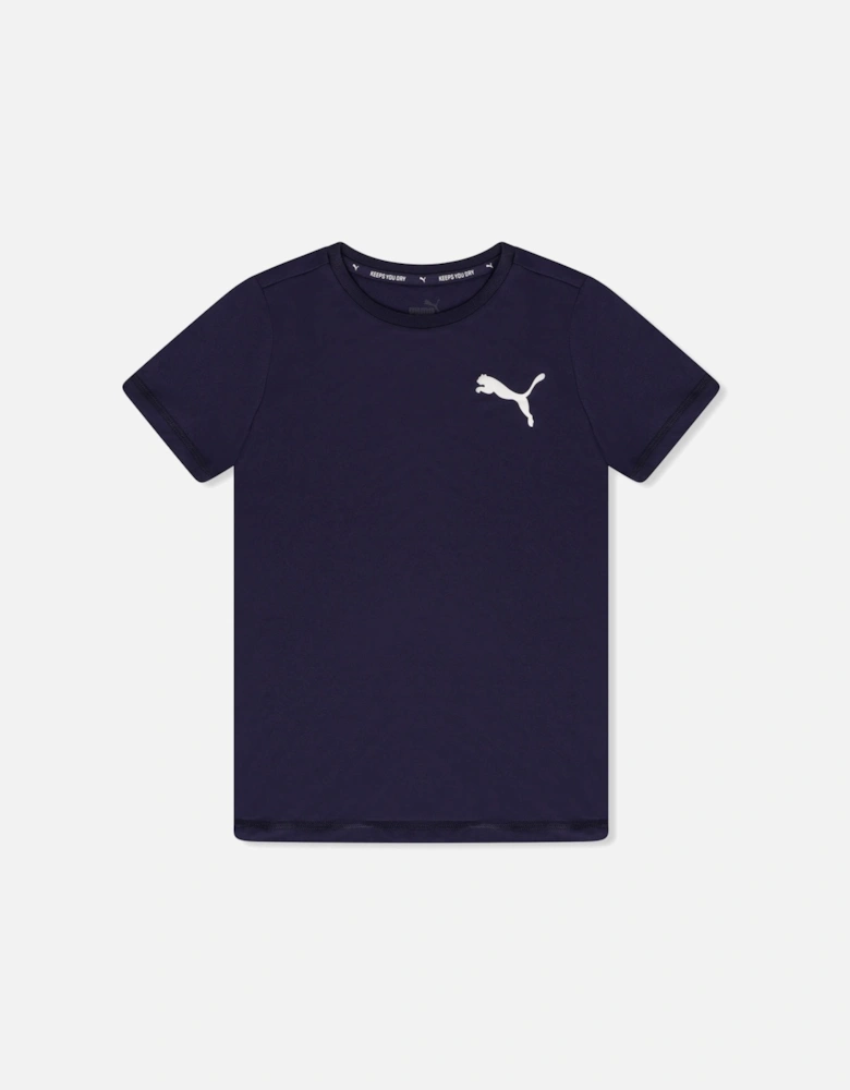Youths Active Small Logo T-Shirt (Navy)