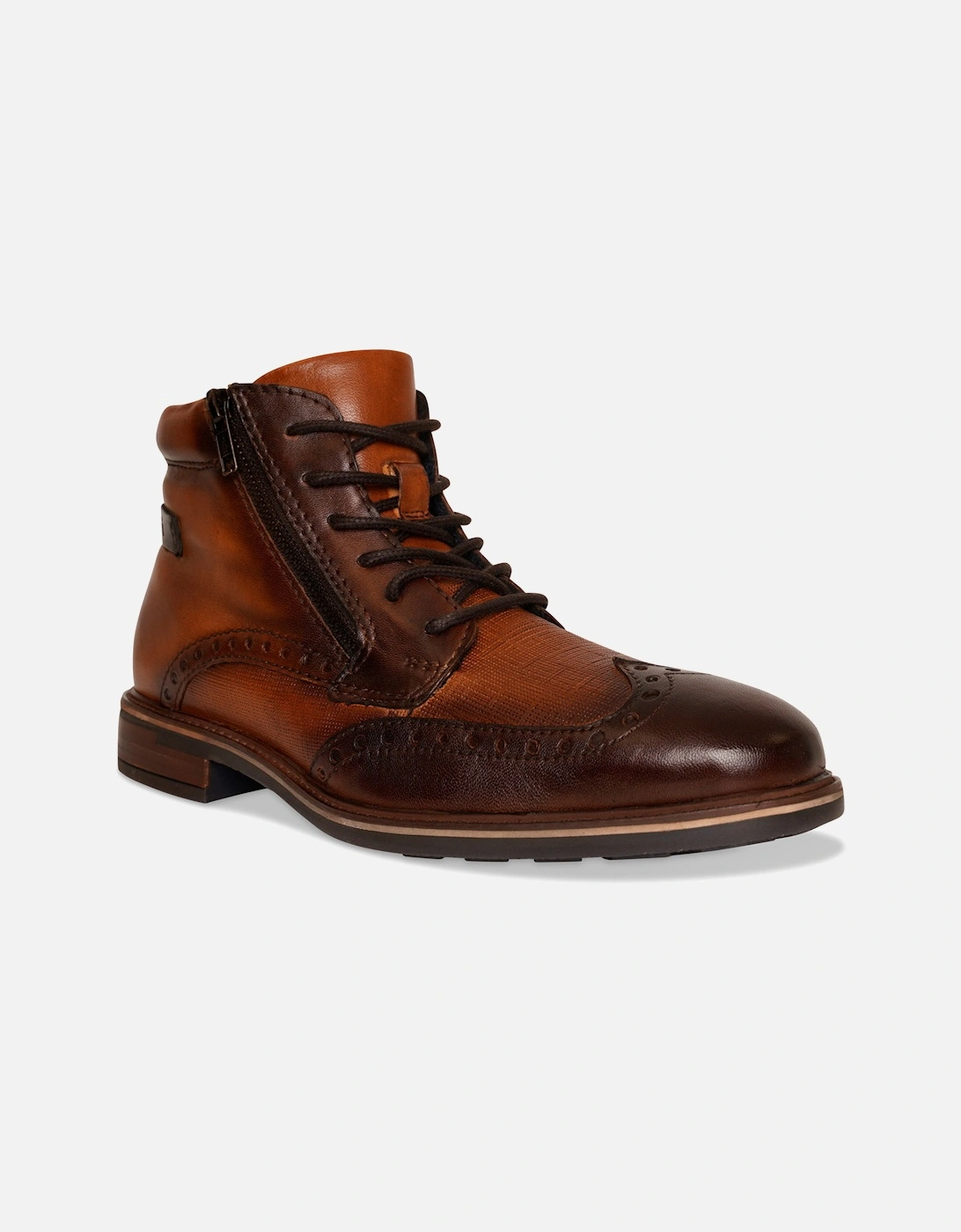Mens Dano Zip & Lace Boots (Brown), 4 of 3