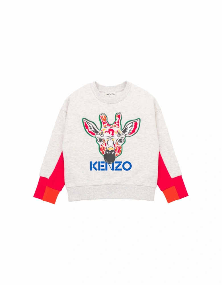 Kids Juniors Giraffe Face Sweatshirt (Gre