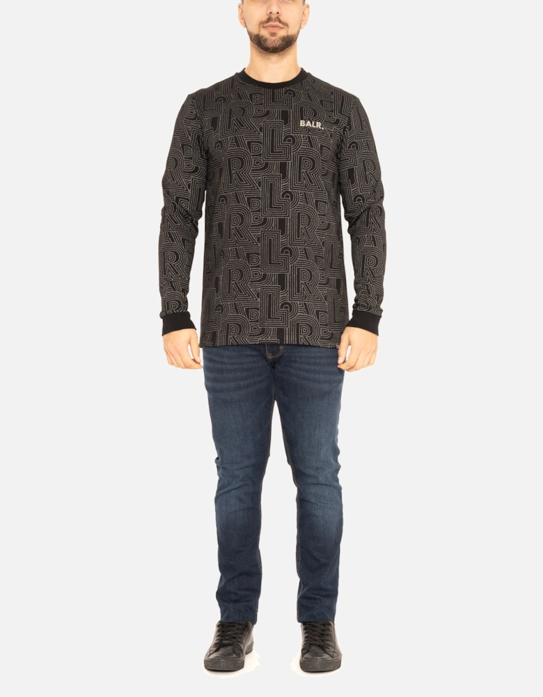 Mens Olaf Straight Track AOP L/S T-Shirt (Black)