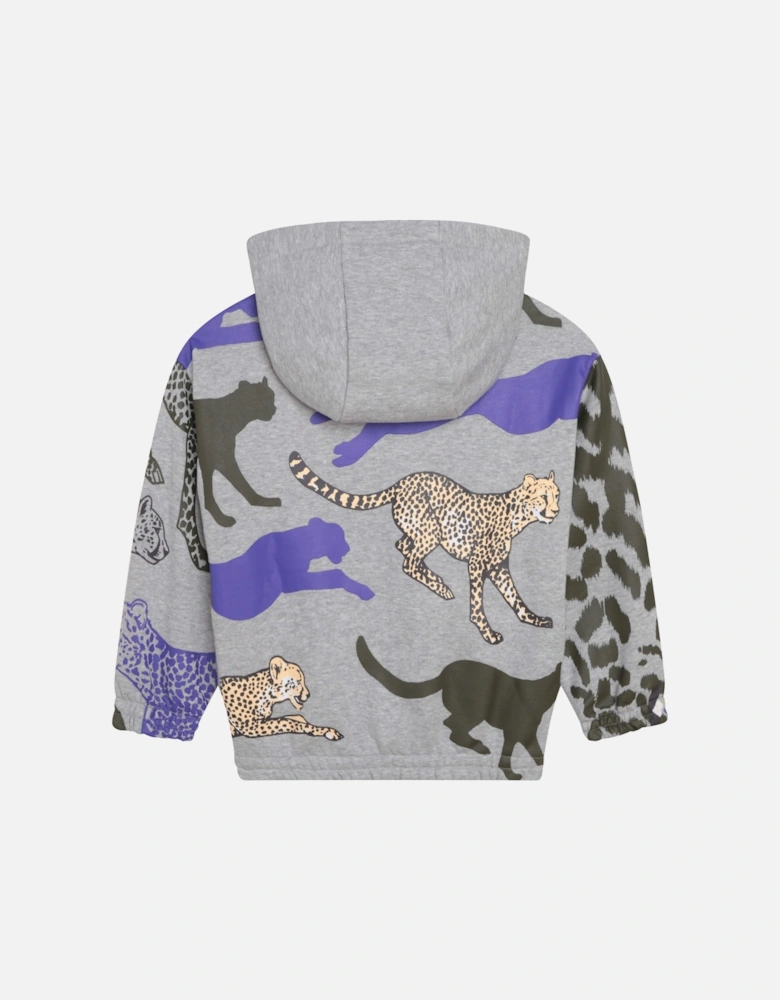 KIDS Juniors Animal Print Hoodie (Grey)