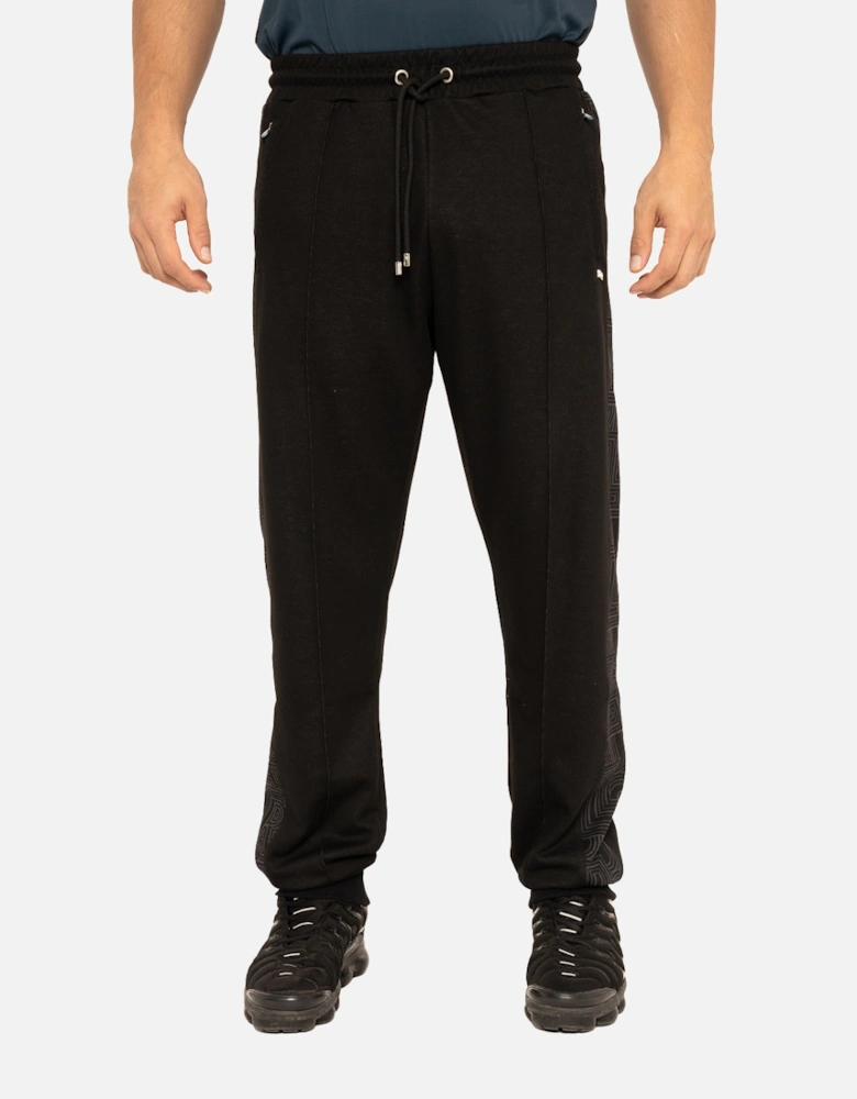 Mens Zayne Straight Metal Badge Track Pants (Black)