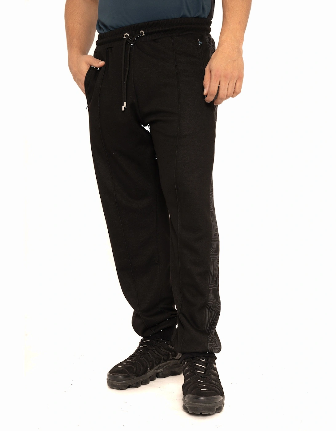 Mens Zayne Straight Metal Badge Track Pants (Black)