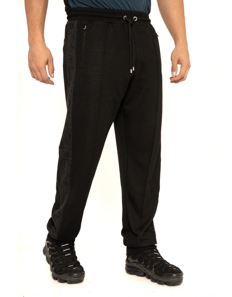 Mens Zayne Straight Metal Badge Track Pants (Black)