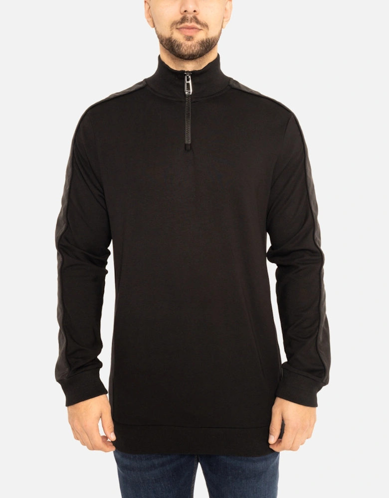 Joop Mens Half Zip Taped Sleeve Sweatshirt (Black)