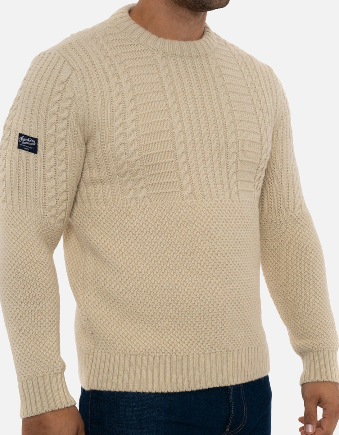 Mens Vintage Jacob Crew Knit Sweatshirt (Ecru)