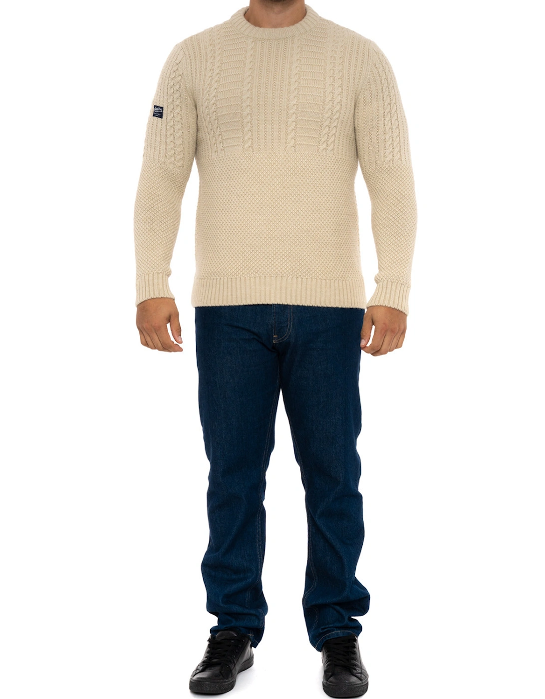 Mens Vintage Jacob Crew Knit Sweatshirt (Ecru)