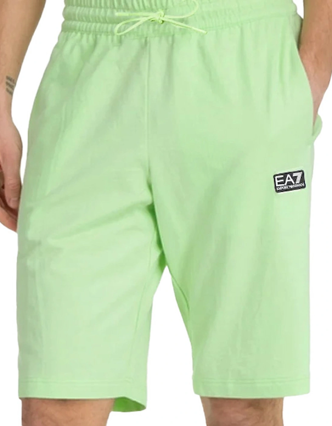 Mens Rubber Badge Jersey Shorts (Green), 4 of 3