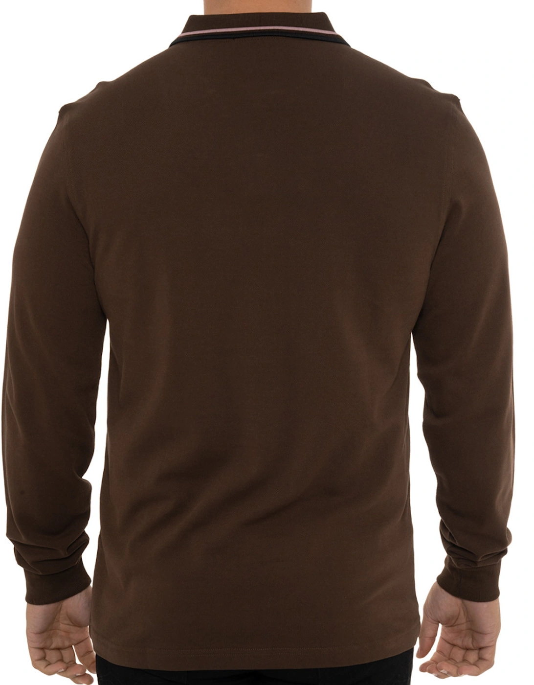 Mens Long Sleeve Tipped Polo Shirt (Tobacco)