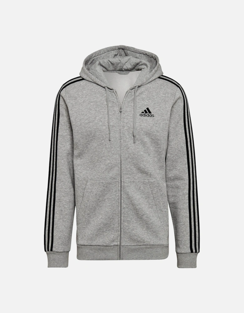 Mens 3-Stripe Full Zip Hoody (Grey)