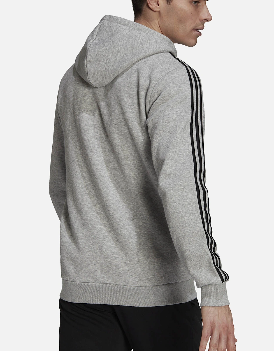 Mens 3-Stripe Full Zip Hoody (Grey)