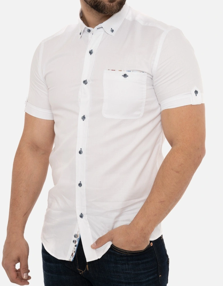 Mens Abstract Trim S/S Shirt (White)