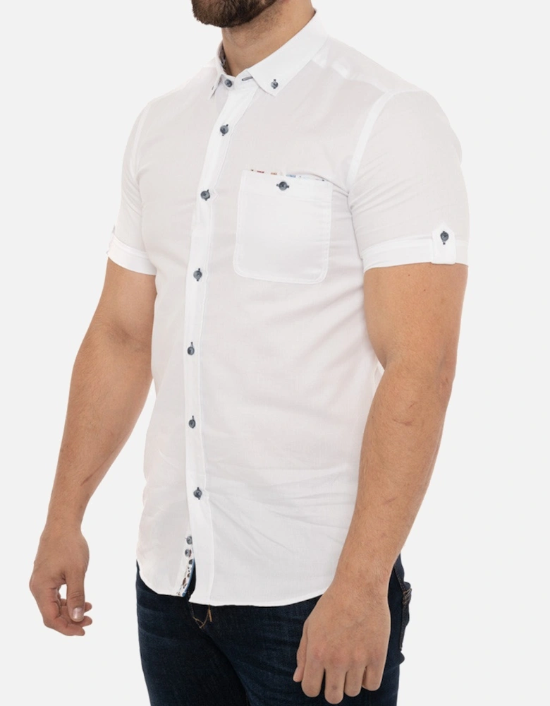 Mens Abstract Trim S/S Shirt (White)