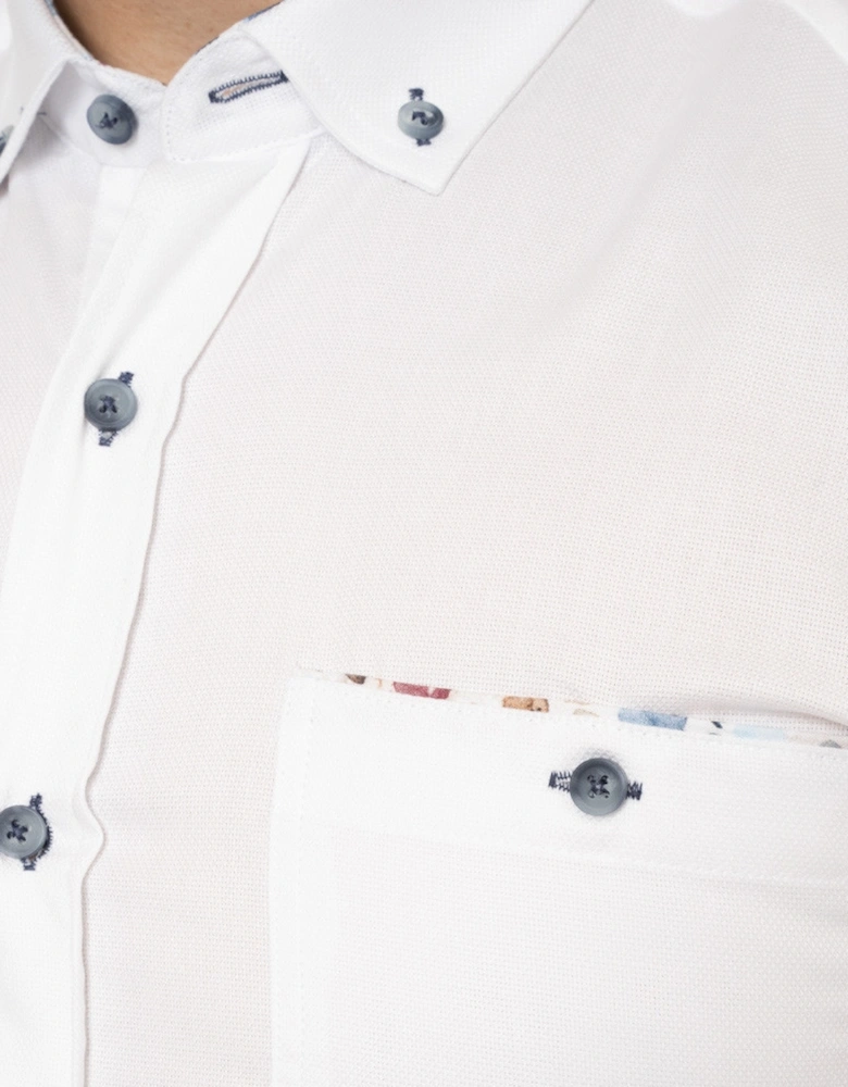 Mens Abstract Trim S/S Shirt (White)