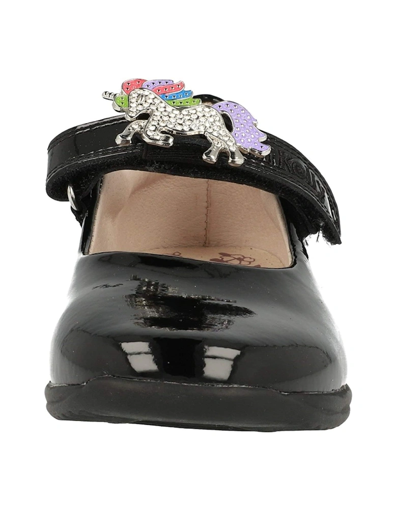 Juniors Blossom 2 Unicorn Patent Shoes (Black)