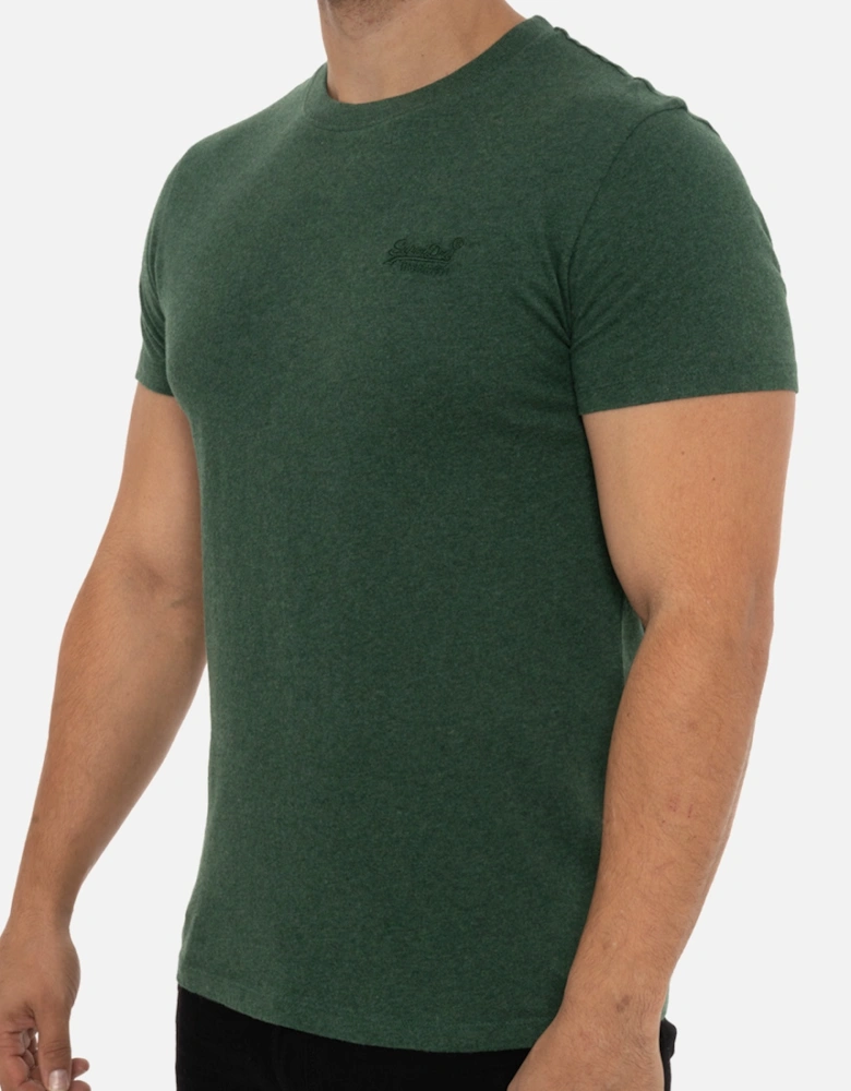 Mens Vintage Embroidered Logo T-Shirt (Green)