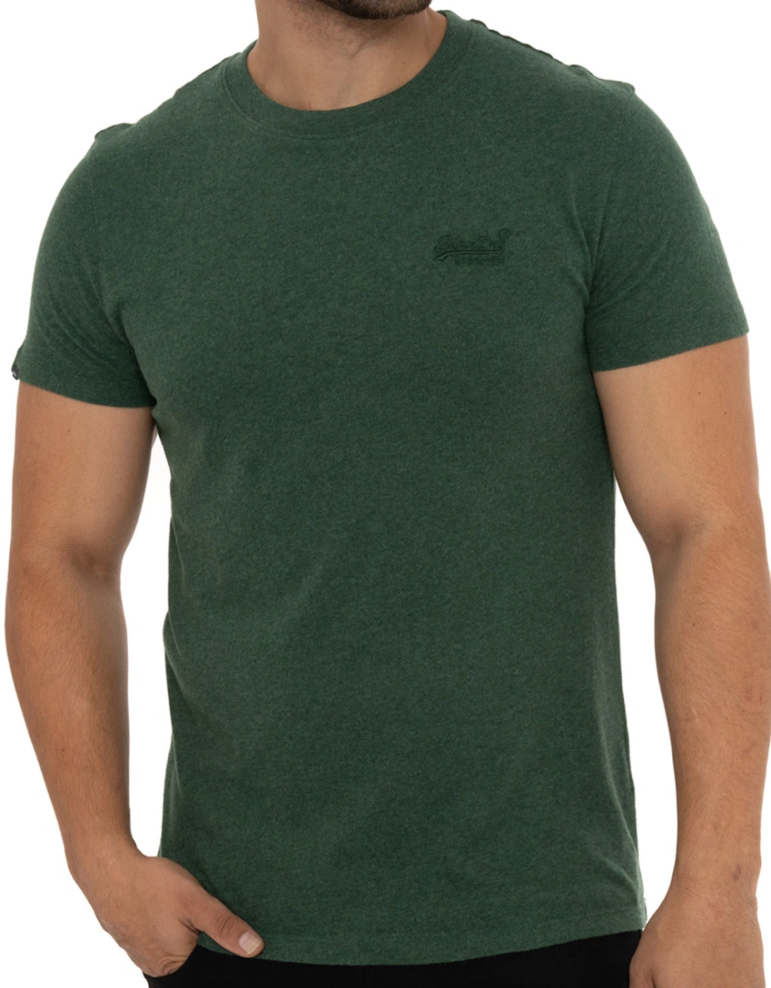 Mens Vintage Embroidered Logo T-Shirt (Green)