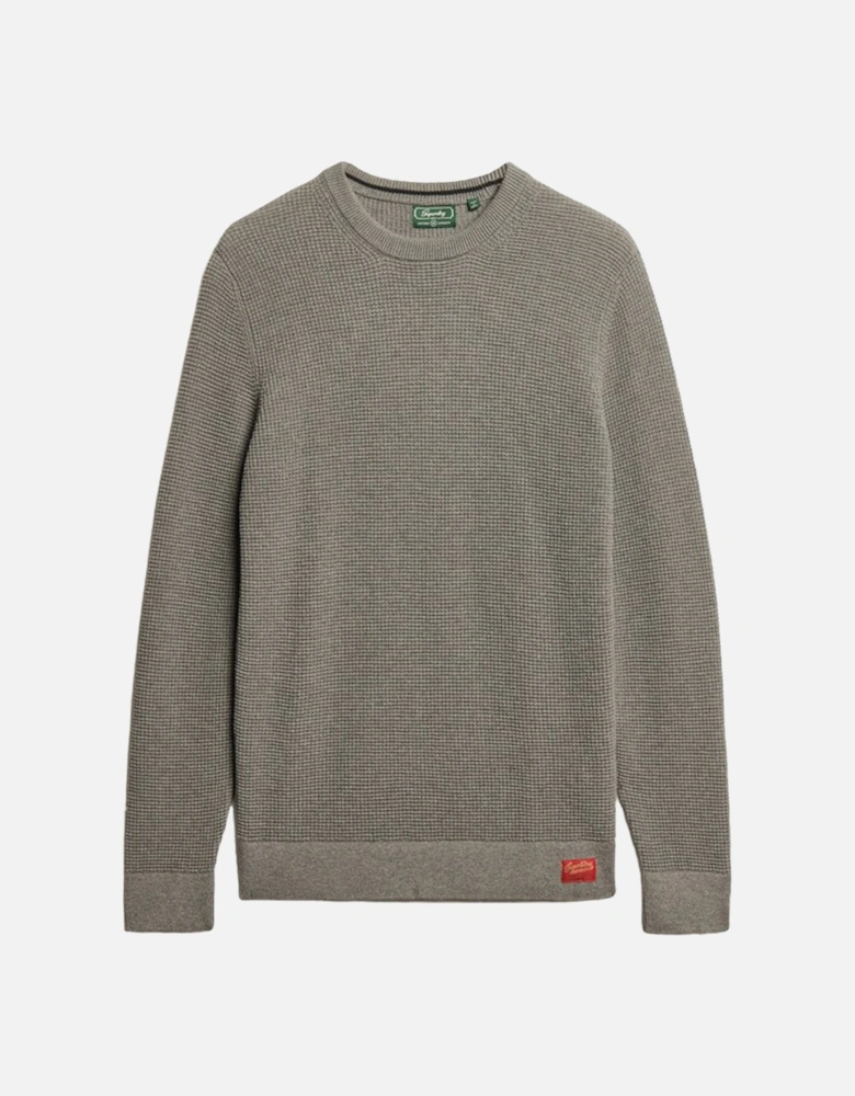 Mens Textured Crew Knit Sweatshirt (Grey)