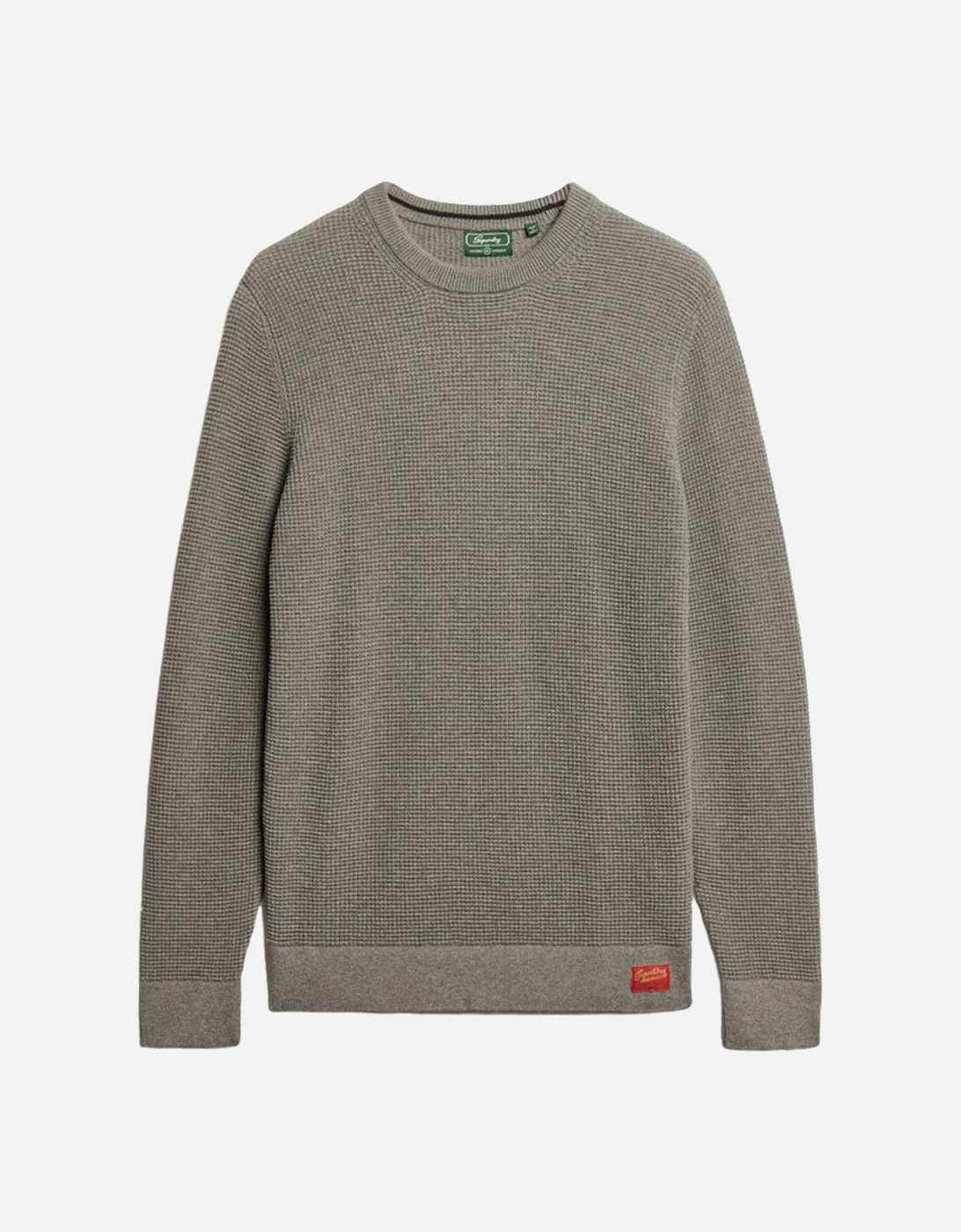 Mens Textured Crew Knit Sweatshirt (Grey), 7 of 6