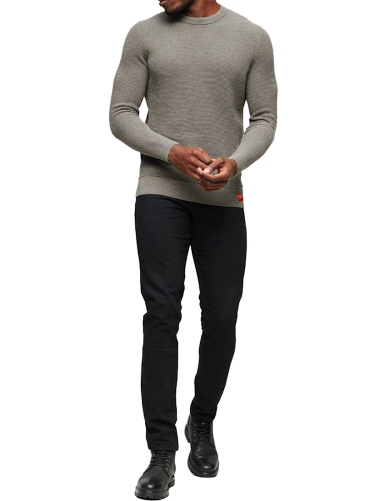 Mens Textured Crew Knit Sweatshirt (Grey)