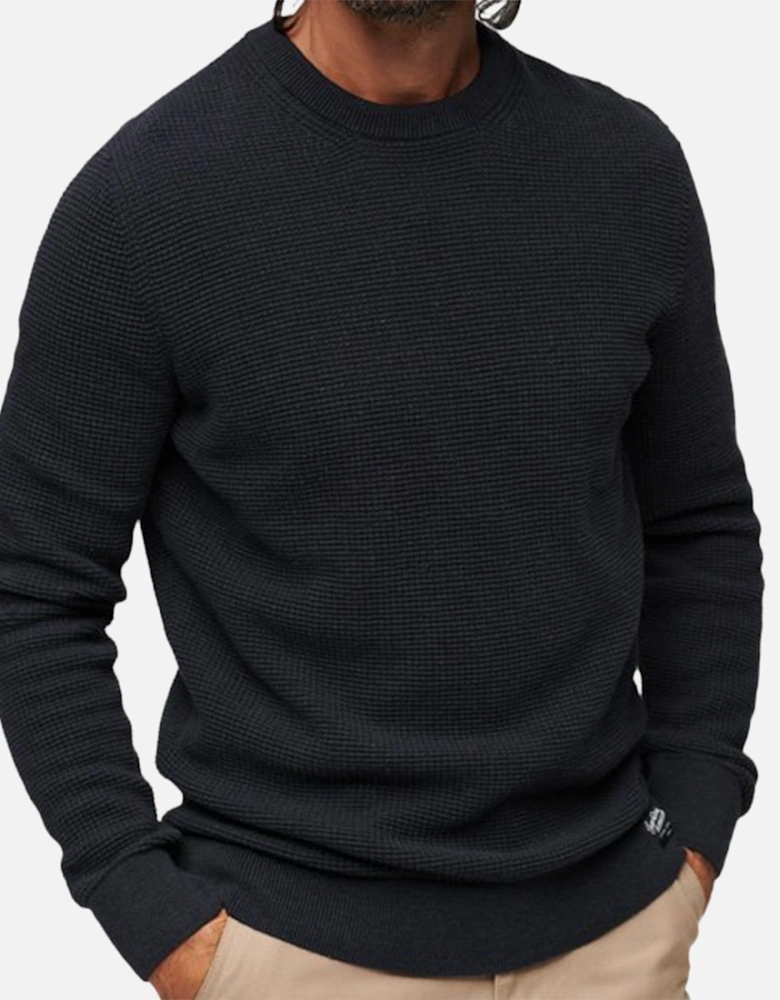 Mens Textured Crew Knit Sweatshirt (Eclipse)