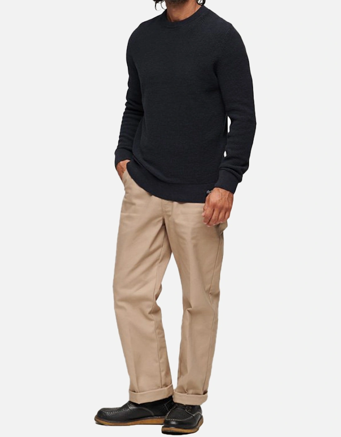 Mens Textured Crew Knit Sweatshirt (Eclipse)