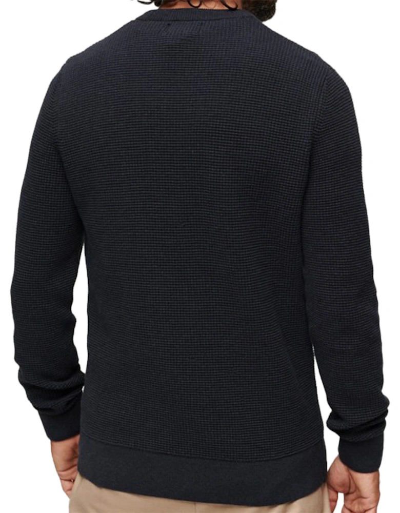Mens Textured Crew Knit Sweatshirt (Eclipse)