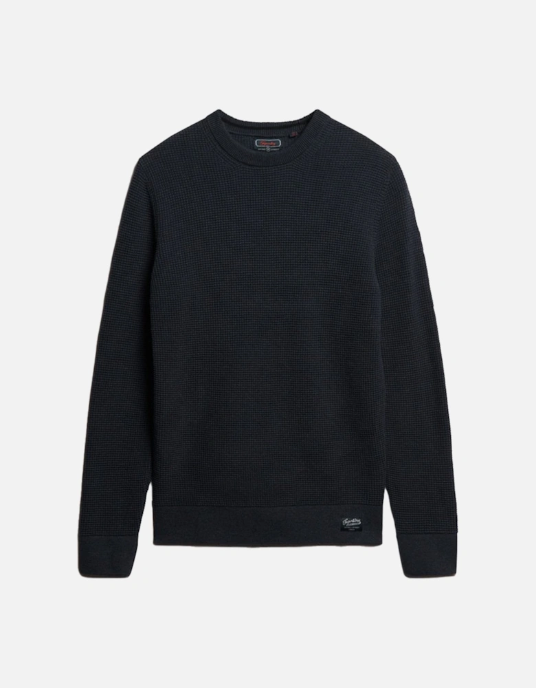 Mens Textured Crew Knit Sweatshirt (Eclipse)